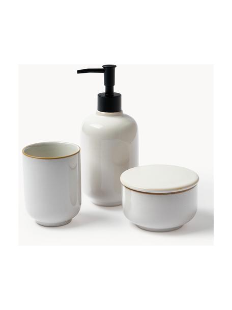 Set 3 accessori per bagno Amper, Gres, Bianco latte, lucido, Set in varie misure