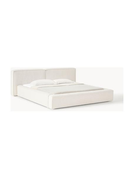 Letto imbottito in bouclé Lennon, Rivestimento: bouclé (80% poliestere, 2, Rivestimento: schiuma, certificata Cert, Struttura: legno di pino massiccio, , Piedini: legno, plastica Questo pr, Bouclé bianco latte, Larg. 248 x Lung. 243 cm (superfice 180 x 200 cm)