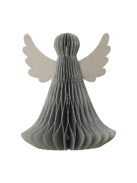 Dekoracja Angel, 2 szt., Papier, Szary, Ø 10 x W 12 cm