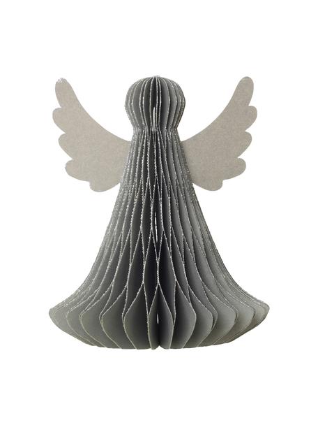 Plissé engelen Angel H 12 cm, 2 stuks, Papier, Grijs, Ø 10 x H 12 cm