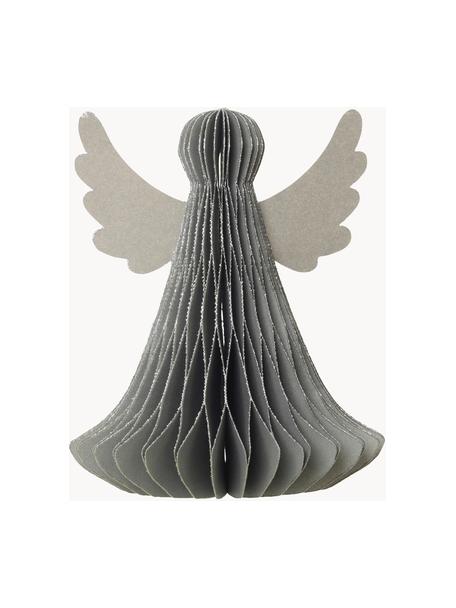 Dekoracja Angel, 2 szt., Papier, Szary, Ø 10 x W 12 cm