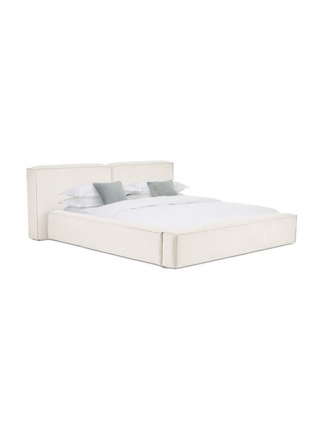 Letto imbottito Lennon, Rivestimento: 100% poliestere Il rivest, Struttura: legno di pino massiccio c, Piedini: legno certificato FSC, pl, Tessuto beige, Larg. 140 x Lung. 200 cm