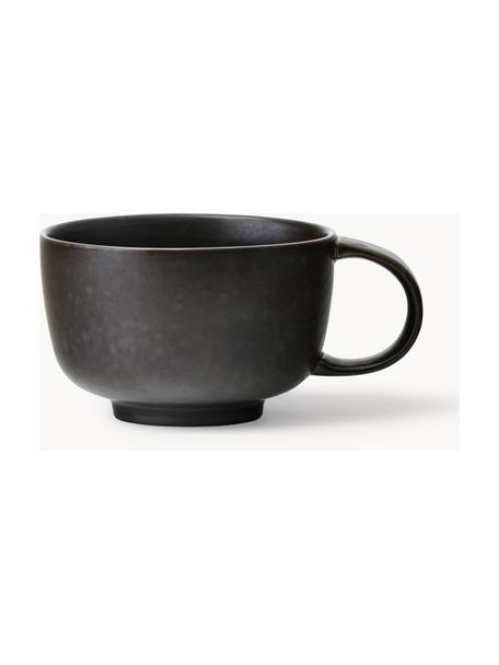 Tazas de té artesanales de porcelana New Norm, 2 uds., Porcelana, Gris antracita mate, Ø 10 x Al 7 cm, 250 ml