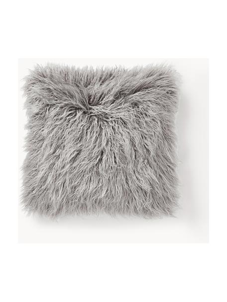 Poszewka na poduszkę ze sztucznego futra Morten, kręcone włosie, Jasny szary, S 40 x D 40 cm