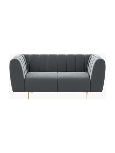Zamatová pohovka Shel (2-miestna), Zamatová oceľovosivá, nohy: mosadzné odtiene, Š 170 x H 95 cm
