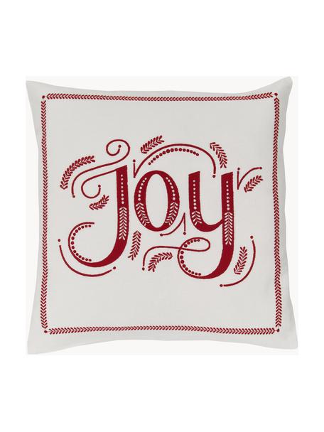 Federa arredo con motivo invernale Joy, 100% cotone, Bianco, rosso, Larg. 45 x Lung. 45 cm