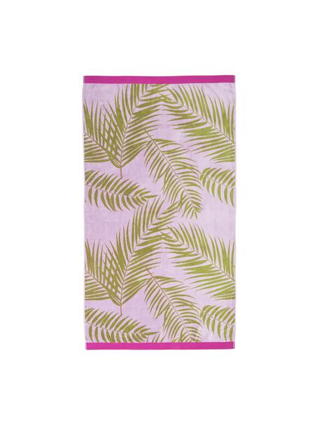 Fouta en coton bio à motif de feuilles Surfing Beach, 100 % coton bio, certifié BCI
Grammage léger 390 g/m², Lilas, vert, larg. 100 x long. 180 cm