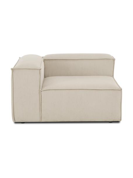 Modulo angolare in velluto a coste Lennon, Rivestimento: velluto a coste (92% poli, Struttura: legno di pino massiccio, , Piedini: plastica, Velluto a coste beige, Larg. 119 x Prof. 119 cm, angolo a sinistra