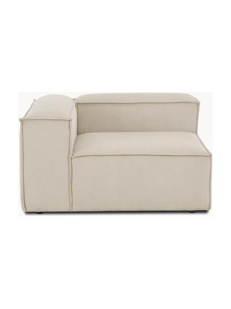 Módulo de esquina de pana sofá Lennon, Tapizado: pana (92% poliéster, 8% p, Estructura: madera de pino maciza, ma, Patas: plástico, Pana beige claro, An 119 x F 119 cm, chaise longue izquierda