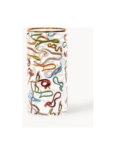 Glas-Vase Snakes, H 30 cm, Vase: Glas, Rand: Gold, Snakes, Ø 15 x H 30 cm