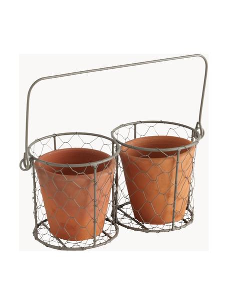 Grand cache-pot suspendu Turino, 3 élém., Terre cuite, métal, larg. 25 x haut. 12 cm