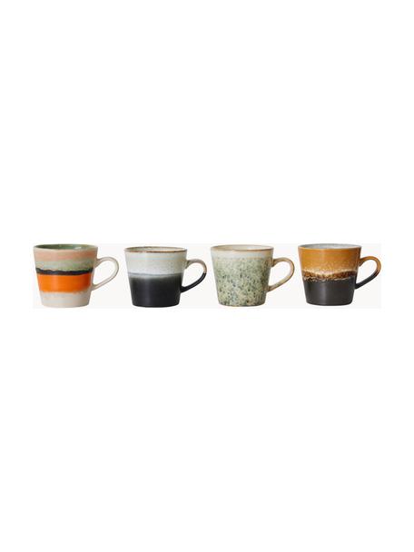 Set di 4 tazzine dipinte a mano con smalto reattivo 70's, Ceramica, Multicolore, Ø 9 x Alt. 9 cm, 300 ml