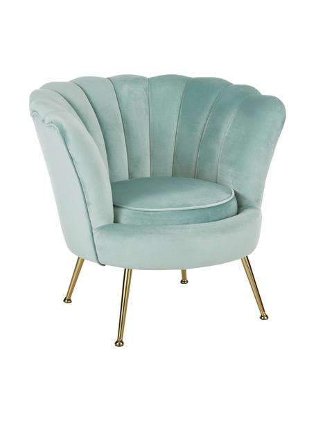 Fauteuil cocktail velours Oyster, Velours turquoise, larg. 81 x prof. 78 cm