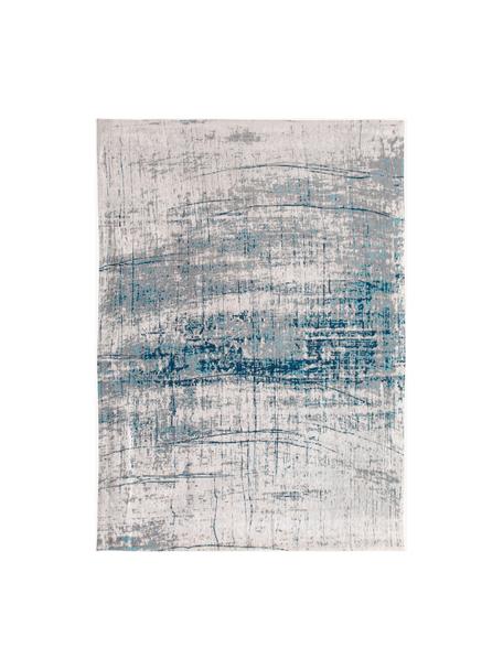 Tappeto di design a pelo corto Griff, Retro: misto cotone rivestito in, Blu scuro, tonalità grigie, Larg. 140 x Lung. 200 cm (taglia S)