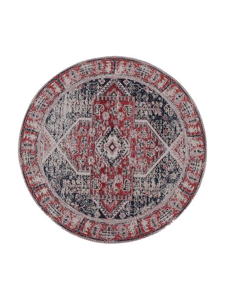 Ronde chenille vloerkleed Toulouse in vintage stijl, Rood, Ø 120 cm (maat S)