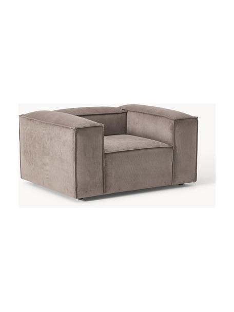 Fauteuil en velours côtelé Lennon, Velours côtelé taupe, larg. 130 x prof. 101 cm