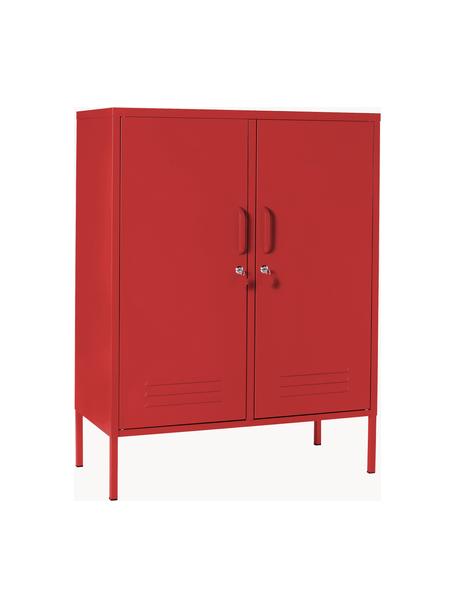 Metalen highboard The Midi, Gepoedercoat staal, Rood, B 85 x H 111 cm