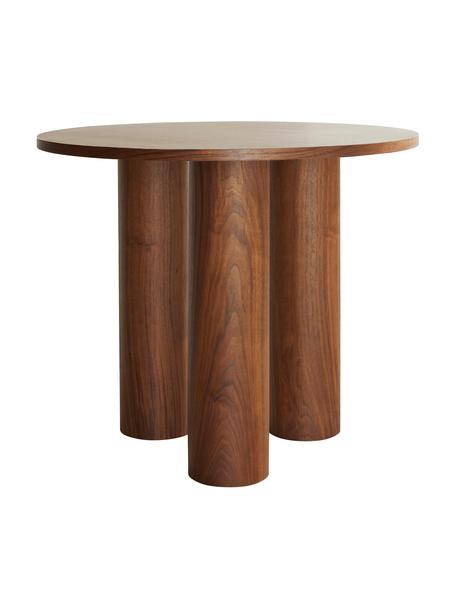 Tavolo rotondo Colette, Ø 90 cm, Pannello di fibra a media densità (MDF), impiallacciato in noce, certificato FSC, Legno di noce, Ø 90 x Alt. 72 cm