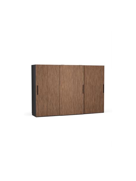 Armadio componibile con ante battente Simone, larg. 300 cm, in diverse varianti, Effetto legno di noce, nero, Interno Basic, larg. 300 x alt. 200 cm