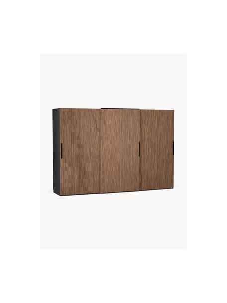 Armoire modulaire à portes coulissantes Simone, larg. 300 cm, plusieurs variantes, Aspect bois de noyer, noir, Basic Interior, larg. 300 x haut. 200 cm