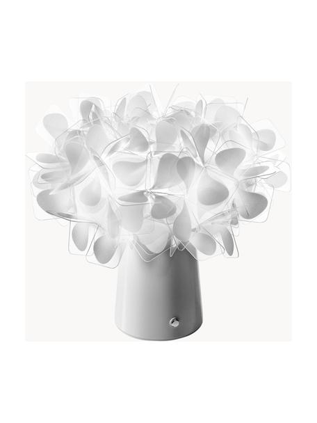 Kleine mobile LED-Tischlampe Clizia, dimmbar, Lampenschirm: Lentiflex, Lampenfuß: Lentiflex, Hellgrau, Transparent, Ø 27 x H 25 cm