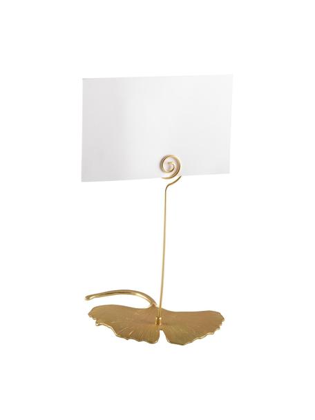Tarjeteros de mesa Ginkgo, 4 uds., Metal, Dorado, An 9 x Al 13 cm