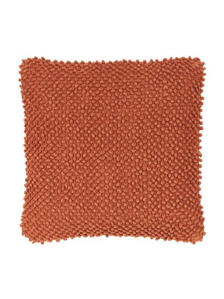 Funda de cojín texturizada Indi, 100% algodón, Rojo cobrizo, An 45 x L 45 cm
