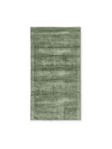 Ręcznie tkany dywan z wiskozy Jane, Ciemny zielony, S 80 x D 150 cm (Rozmiar XS)