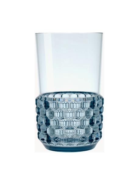 Bicchieri acqua con motivo strutturato Jellies 4 pz, Plastica, Azzurro, Ø 9 x Alt. 15 cm, 600 ml