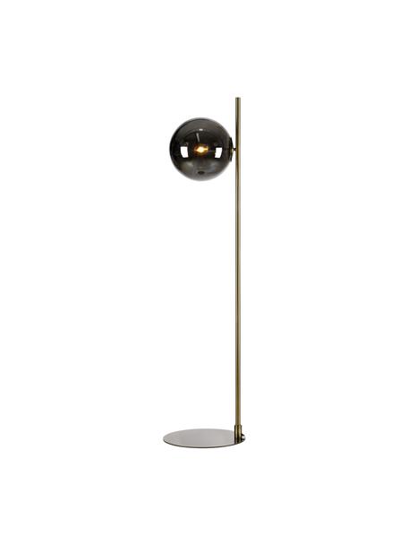 Lampada da terra in vetro fumé Dione, Paralume: vetro fumé, Base della lampada: metallo ottonato, Ottonato, grigio, Ø 33 x Alt. 135 cm