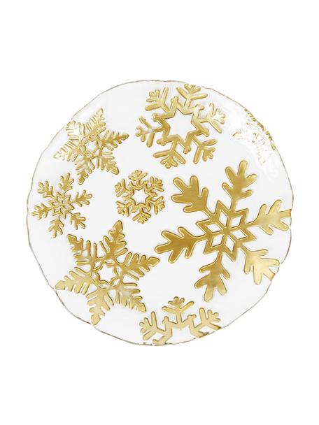Plat de service flocons de neige dorés Flocon, Verre, Transparent, couleur dorée, Ø 21 cm