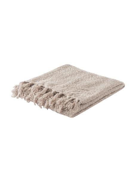 Plaid Mysa met franjes, 100% acryl, Beige, B 120 x L 150 cm