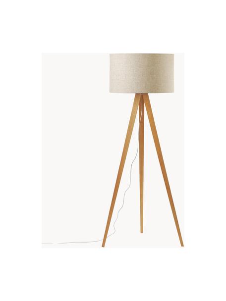 Lampa podłogowa trójnóg z litego drewna w stylu scandi Jake, Jasny beżowy, jasny brązowy, W 150 cm