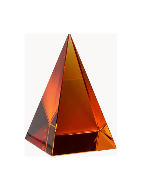 Handgemaakt decoratief object Prism van kristalglas, Kristalglas, Oranje, B 7 x H 10 cm
