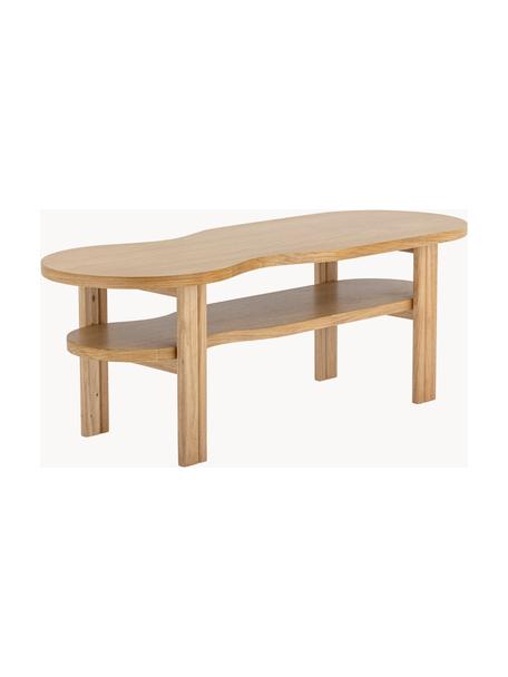 Couchtisch Valria aus Gummibaumholz in organischer Form, Gummibaumholz, Eichenholzfurnier, Mitteldichte Holzfaserplatte (MDF), Gummibaumholz, B 120 x T 43 cm