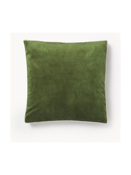 Doosvormig fluwelen kussen Tia met omranding, Gebroken wit, B 50 x L 50 cm