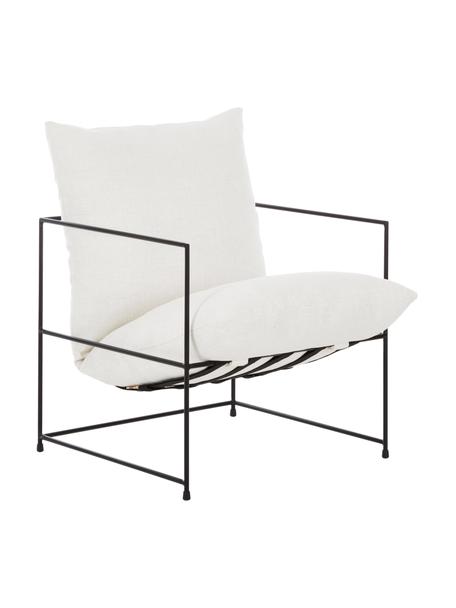 Gestoffeerde fauteuil Wayne met metalen frame, Bekleding: 97% polyester, 3% linnen , Frame: gepoedercoat metaal, Geweven stof wit, B 69 x D 74 cm