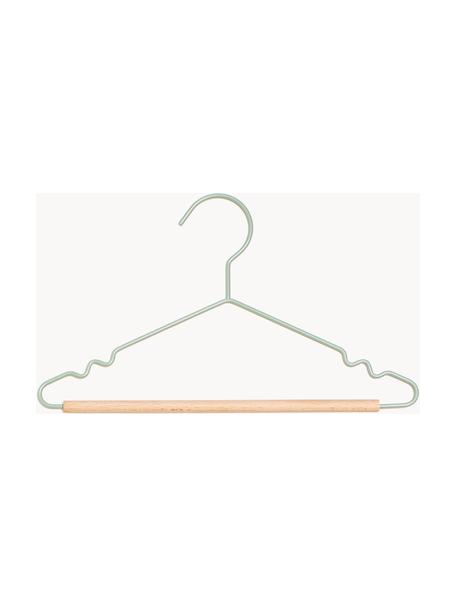 Gruccia Kids Top 10 pz, Legno, acciaio verniciato a polvere, Verde salvia, Larg. 31 x Alt. 18 cm
