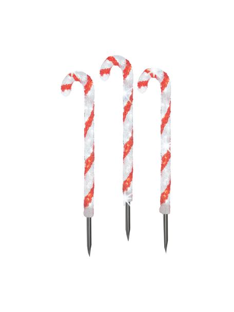 LED Leuchtobjekte Candy H 61 cm, 3 Stück, Kunststoff, Rot, Weiß, B 13 x H 61 cm