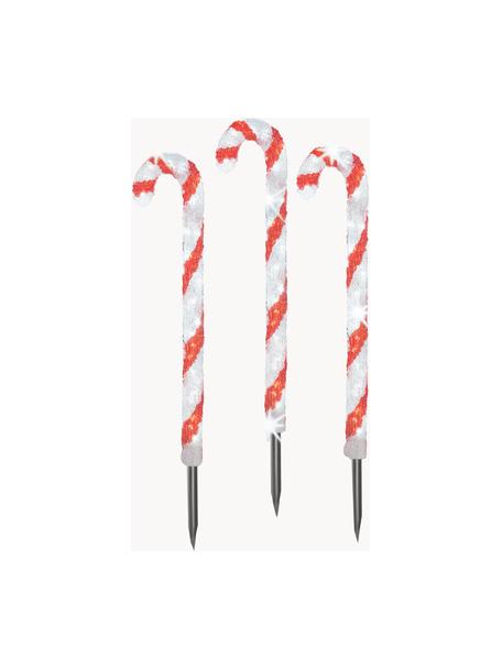 LED lichtobjecten Candy H 61 cm, 3 stuks, Kunststof, Rood, wit, B 13 x H 61 cm