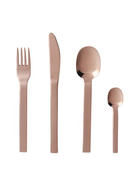 Cubertería de acero inoxidable pulido Kimana, 4 comensales (16 pzas.), Bronce, Set de diferentes tamaños