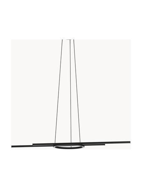 Dimbare LED hanglamp Zillerio-Z, Lampenkap: gecoat metaal, Diffuser: kunststof, Zwart, B 116 x D 30 cm