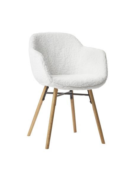 Plyšová stolička s opierkami s úzkym sedadlom Fiji, Plyš krémovobiela, Š 59 x V 84 cm
