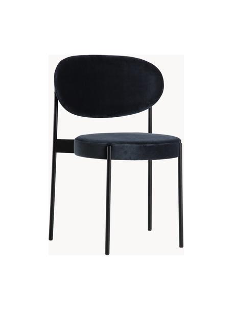 Krzesło tapicerowane z aksamitu Seria 430, Tapicerka: aksamit (100% bawełna), Stelaż: metal powlekany, Antracytowy aksamit, czarny, S 52 x G 54 cm