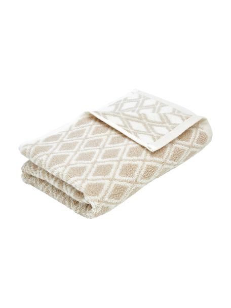 Oboustranný ručník s grafickým vzorem Ava, 100 % bavlna, střední gramáž 550 g/m², Odstíny písku, krémově bílá, Ručník pro hosty, Š 30, D 50 cm, 2 ks