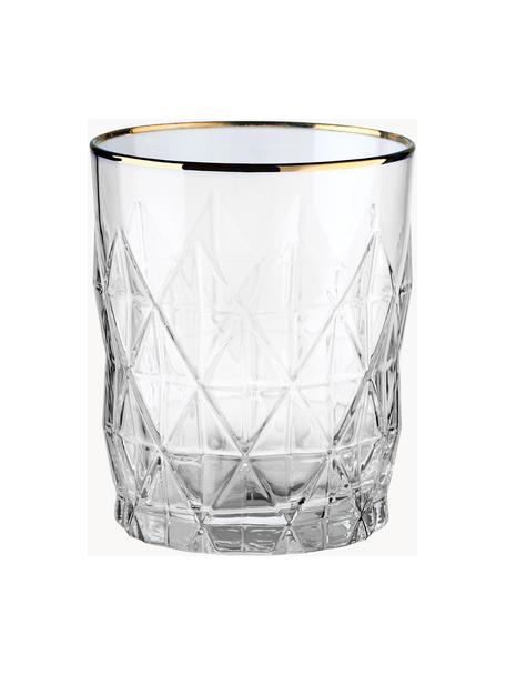 Bicchiere con motivo strutturato Upscale 6 pz, Vetro, Trasparente con bordo dorato, Ø 8 x Alt. 10 cm, 345 ml