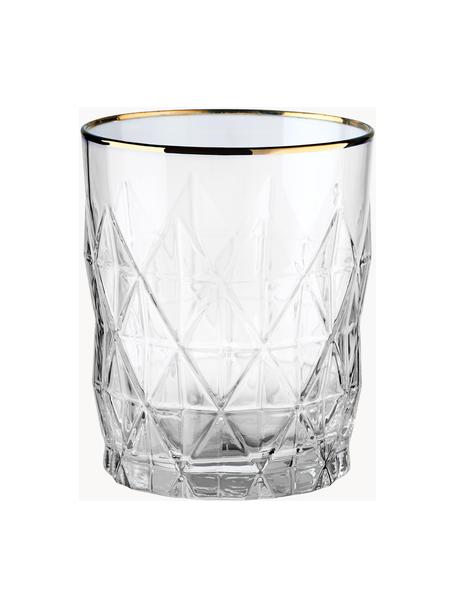 Szklanka ze strukturalną powierzchnią Upscale, 6 szt., Szkło, Transparentny ze złotą krawędzią, Ø 8 x W 10 cm, 345 ml