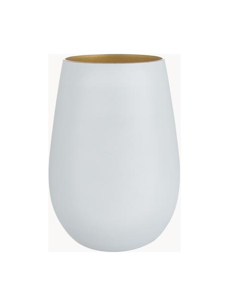 Vasos highball de cristal Elements, 6 uds., Cristal recubierto, Blanco, latón, Ø 9 x Al 12 cm, 465 ml