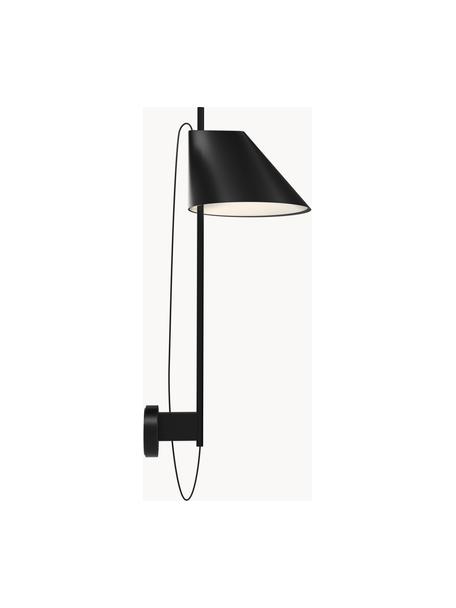 Dimbare LED wandlamp Yuh met timerfunctie, Lampenkap: gelakt aluminium, Zwart, B 30 x H 63 cm