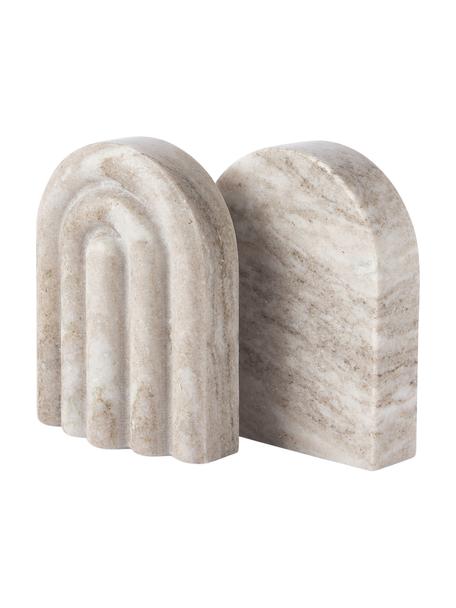 Sujetalibros de mármol Malie, 2 uds., Mármol, Mármol beige, An 12 x Al 16 cm